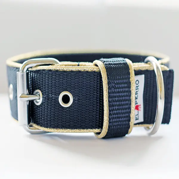5cm Hundehalsbånd Gold & Silver Edition – Sort & Guld