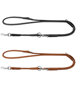 COLLAR Rundsyet læder Hundesnor Justerbar Sort/Brun